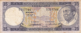 CRBX109 BILLETE GUINEA ECUATORIAL 25 EKUELE 1975 BC 12 - Equatorial Guinea