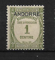 ANDORRE FRANÇAIS N° 9 "TIMBRE TAXE" - Neufs