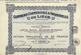 Titre De 1927 - Compagnie Commerciale Et Industrielle Du Liège - - Industrie