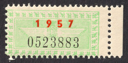 Train / Railway / Rail PASS / TICKET STAMP Railway Workers And Family - TAX Revenue Label Vignette 1957 HUNGARY Corner - Revenue Stamps