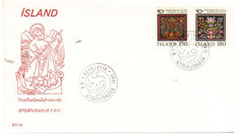 Iceland Island 1980 Norden: Craftsmanship, Cabinet Door - Cushion Plate, Mi 556-557 FDC - Cartas & Documentos