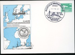 DDR PP18 B2/022 Privat-Postkarte INSTITUT MEERESKUNDE Rostock Sost.1983  NGK 5,00 € - Privatpostkarten - Gebraucht