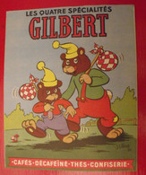 Protège Cahier Gilbert Cafés Thés Confiserie. Vers 1950. Illustré Gilbert Et Bertrand Par Pesch - Protège-cahiers