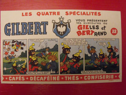 Buvard Gilbert Cafés Thés Confiserie. BD Gilbert Et Bertrand Par Pesch. Vers 1950. - Koffie En Thee