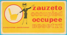YUGOSLAV AIRLINES (JAT) - Beautifull Original Vintage Cardboard Label 1950s*  OCCUPIED * Larger Size - Tijdstabellen