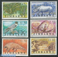 Zimbabwe 1997 Endangered Species 6v, Mint NH, Nature - Animals (others & Mixed) - Birds - Birds Of Prey - Elephants - .. - Zimbabwe (1980-...)