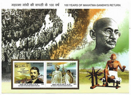 INDIA 2015 MAHATMA GANDHI, 100 YEARS OF MAHATMA GANDHI'S RETURN TO INDIA....MS MNH - Ongebruikt