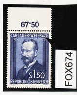 FOX674 ÖSTERREICH 1954 Michl 1006 I PLATTENFEHLER "C" Durchbrochen ** Postfrisch  SIEHE ABBILDUNG - Variétés & Curiosités