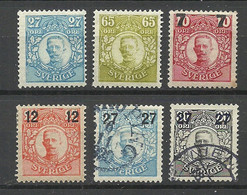 Schweden SWEDEN 1911 & 1918 Michel 76 & 81 & 109-110 & 112 & 114 */o King Gustaf V - Other & Unclassified