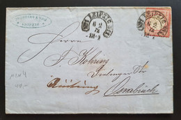 Deutsches Reich Brustschild 1872, Brief Mi 4 LEIPZIG 6/2/72 "Hufeisenstempel" Gelaufen OSNABRÜCK 1 FEBR. 72 - Storia Postale