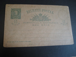 ANGRA 10 Reis Bilhete Postal Stationery Card Terceira Azores PORTUGAL Colonies - Angra