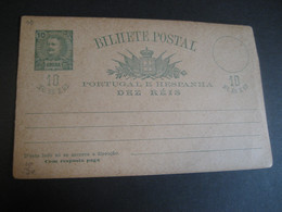 ANGRA 10+10 Reis Bilhete Double Postal Stationery Card Terceira Azores PORTUGAL Colonies Slight Damaged - Angra