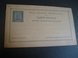 ANGRA 30+30 Reis Blue Double Carte Postal Stationery Card Terceira Azores PORTUGAL Colonies - Angra