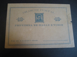 MACAO E TIMOR 10 Reis Bilhete Postal Stationery Card China Chine PORTUGAL Colonies Slight Damaged - Briefe U. Dokumente