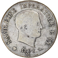 Monnaie, États Italiens, KINGDOM OF NAPOLEON, Napoleon I, 5 Lire, 1808, Milan - Napoleonische