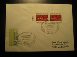 GAIENHOFEN 1991 Otto Dix Hemmenhofen Painting Stamp + Cancel Cover GERMANY - Cartas