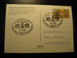 GESSERTSHAUSEN 1992 To Duisburg Elektro Personenzuglokomotive Locomotive Train Railway Cancel Postcard GERMANY - Cartas