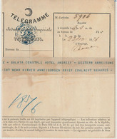 57824 -  TURKEY Ottoman Empire -  POSTAL HISTORY -  TELEGRAM From GALATA 1876 - Autres & Non Classés
