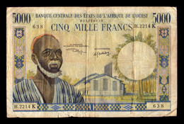 Estados De Africa Occidental Senegal 5000 Francos 1959-1965 Pick 704Kl 638 BC F - Sénégal