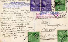 FLORIDA BEAUTY SPOTS - 5 Timbres USA - Cachet Insufficient Postage For Airmail - Ordinary Mail - Tallahossee - Fla  1952 - 2a. 1941-1960 Usados