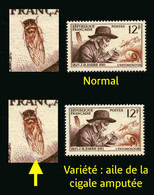 FRANCE - YT 1055 A ** - FABRE - VARIETE AILE DE LA CIGALE AMPUTEE -  1 TIMBRE NEUF ** - Unused Stamps
