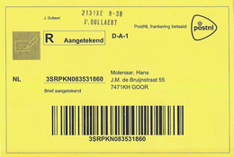 Nederland Verzendetiket Voor Aangetekende Post 2022 (8855) - Briefe U. Dokumente