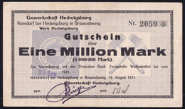 Neindorf: 1 Million Mark 30.9.1923 - Gewerkschaft Hedwigsburg - [11] Local Banknote Issues