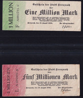 2x Kreuznach: 1 Mio. + 5 Millionen Mark 10.8.1923 - [11] Local Banknote Issues
