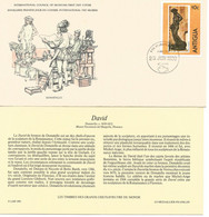 Enveloppe 1er Jour Des Musées Bronze De David Par Donatello Timbre  Antigua 23 Juin 1980 + Fichier Explicatif - Musées