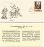 Enveloppe 1er Jour Des Musées Portrait Eléonore De Tolède -Bronsino - Timbre  Antigua 23 Juin 1980 + Fichier Explicatif - Museums