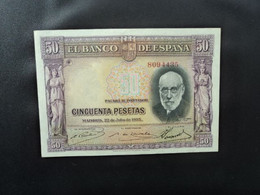 ESPAGNE * :50 PESETAS  22.7.1935    CB 56 / CMB 383 / P 88a      SUP+ ** - 50 Peseten