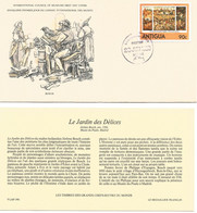 Enveloppe 1er Jour Des Musées Le Jardin Des Délices -Bosch - Timbre  Antigua 23 Juin 1980 + Fichier Explicatif - Museos