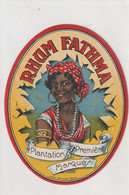 Grande Et Belle étiquette RHUM FATHMA -jeune Femme Noire -Lithographie Myncke, Bruxelles-couleurs Fraiches Parfait état - Alkohole & Spirituosen