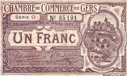 BON - BILLET - MONNAIE - UN FRANC CHAMBRE DE COMMERCE 1921 - GERS - AUCH 32000 - N° 85191 - Chambre De Commerce