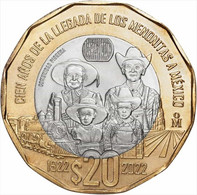 México 20 Pesos 2022 100 Años Llegada De Los Menonitas A México Km New Bimetallic SC UNC - Mexique