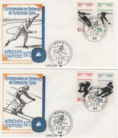 Germany Deutschland 1971 FDC Hockey Skis Skiing Speed Skating Ski Jumping Olympische Spiele Olympic Games, Munchen 1972 - 1971-1980