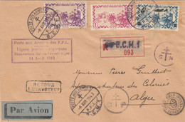 1943 LEBANON TO ALGER REGISTERED COVER FORCES FRANCE RETOUR POSTAL HISTORY - Liban