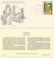 Enveloppe 1er Jour Des Musées Hlimt Le Baiser-timbre Grand Turk19 Dec 1979 + Fichier Explicatif - Musei