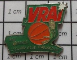 910D Pin's Pins / Beau Et Rare / SPORTS /  BASKET-BALL BALLON ORANGE VRAI L'ELAN ET LE PANACHE - Basketball