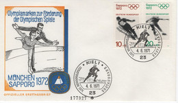 Germany Deutschland 1971 FDC Ice Hockey Figure Skating Ski Jumping Olympische Spiele Olympic Games, Munchen 1972, Kiel - 1971-1980