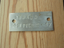 Ancienne Plaque De Vélo Nominative  -   DOMPIERRE - 17 - Cher. Plaque Alu. - Kennzeichen & Nummernschilder