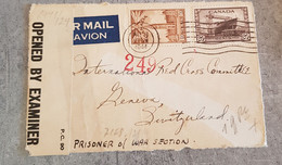 CANADA FRAGMENT LETTER AIRMAIL CENSURED PRISONER WAR SECTION YEAR 1944 - Poste Aérienne