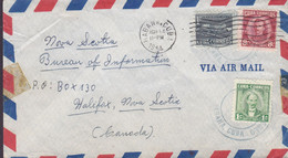 Cuba EFRAIN RIVAS Santa Clara HABANA 1954 Cover Lettre HALIFAX Nova Scotia Canada José Marti Ignacio Agramonte - Covers & Documents