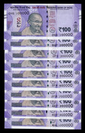 India Colección 10 Banknotes 100 Rupees 2019-2021 Pick 112 Nice Serial ​​​​​​​SC-/SC AUNC/UNC - Inde