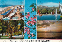 CARTOLINA  FORTE DEI MARMI,LUCCA,TOSCANA,SALUTI,MARE,SOLE,ESTATE,VACANZA,SPIAGGIA,LUNGOMARE,BARCHE,VIAGGIATA 1971 - Lucca