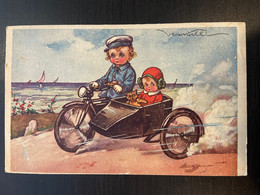 Illustratore Castelli  ( Bambini In Sidecar  ) N° 975 - Castelli