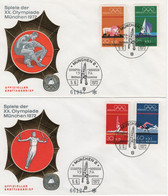 Germany Deutschland 1972 FDC Swimming Wresling Sailing Gymnastics, Olympischen Spiele Olympic Games, Munchen - 1971-1980