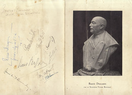 1926 Menu Avec Autographe Union Bruxelloise Football Maison Des Brasseurs Louvain Baron Descamps Victor Rousseau - Autographes