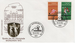 Germany Deutschland 1972 FDC Basketball Running Rowing  Long Jumps, Olympischen Spiele Olympic Games, Munchen, Augsburg - 1971-1980