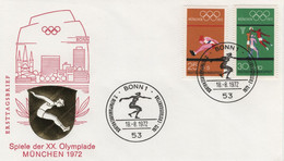 Germany Deutschland 1972 FDC Basketball Running Long Jumps Disk Throwing, Olympischen Spiele Olympic Games Munchen, Bonn - 1971-1980